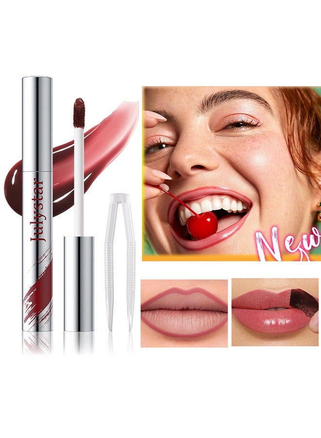 Instant Peel Off Water Proof Lip Liner & Stain -  Long Wear Tattoo Lip Liner with Tweezer, Peel Off Lip Stain with Matte Finish, Long Lasting, Waterproof, Transfer-proof, Highly Pigmented Color #02