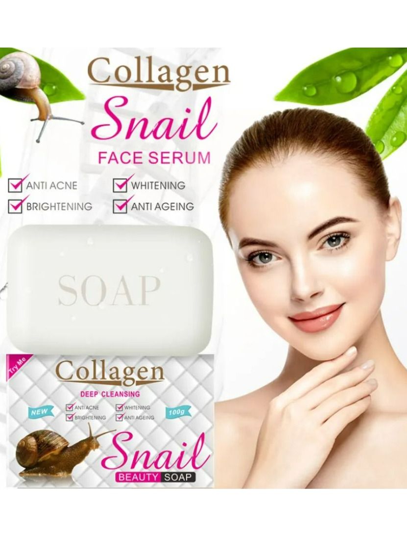 Original Handmade Snail Collagen White Soap Bath Anti Acne Brightening Skin Whitening Snail Soap 100g