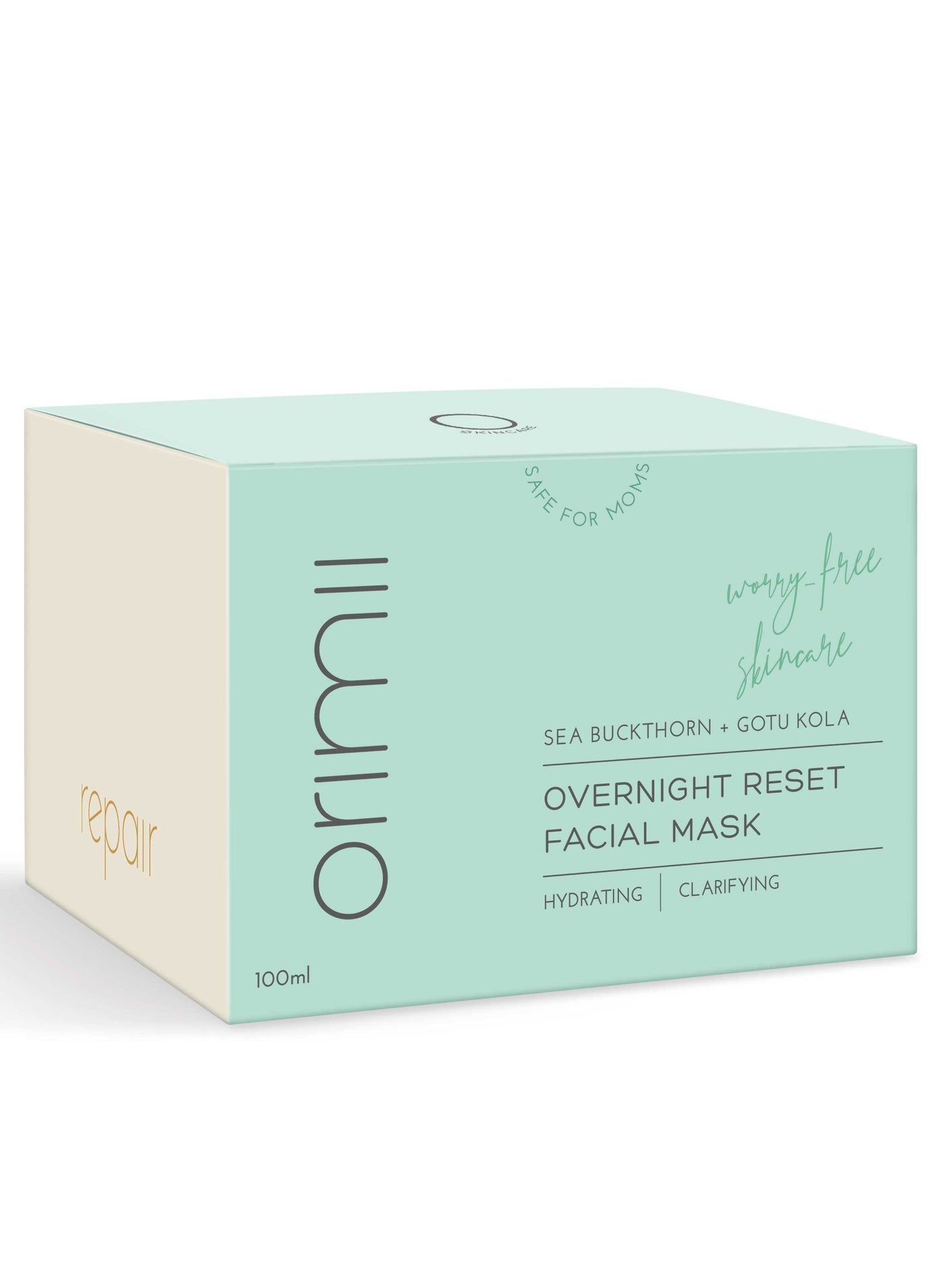 Overnight Reset Facial Mask Hydrating Clarifying, Sea Buckthorn and Gotu Kola One Step Routine that Moisturizes, Soothes and Repairs 100 ml