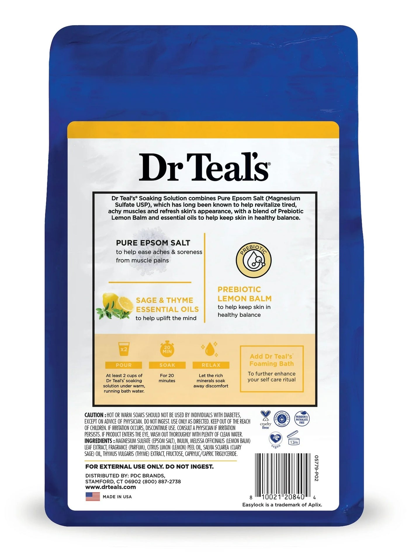 Dr Teal's Epsom Salt Soaking Solution Prebiotic Lemon Balm 1.36Kg - image 2