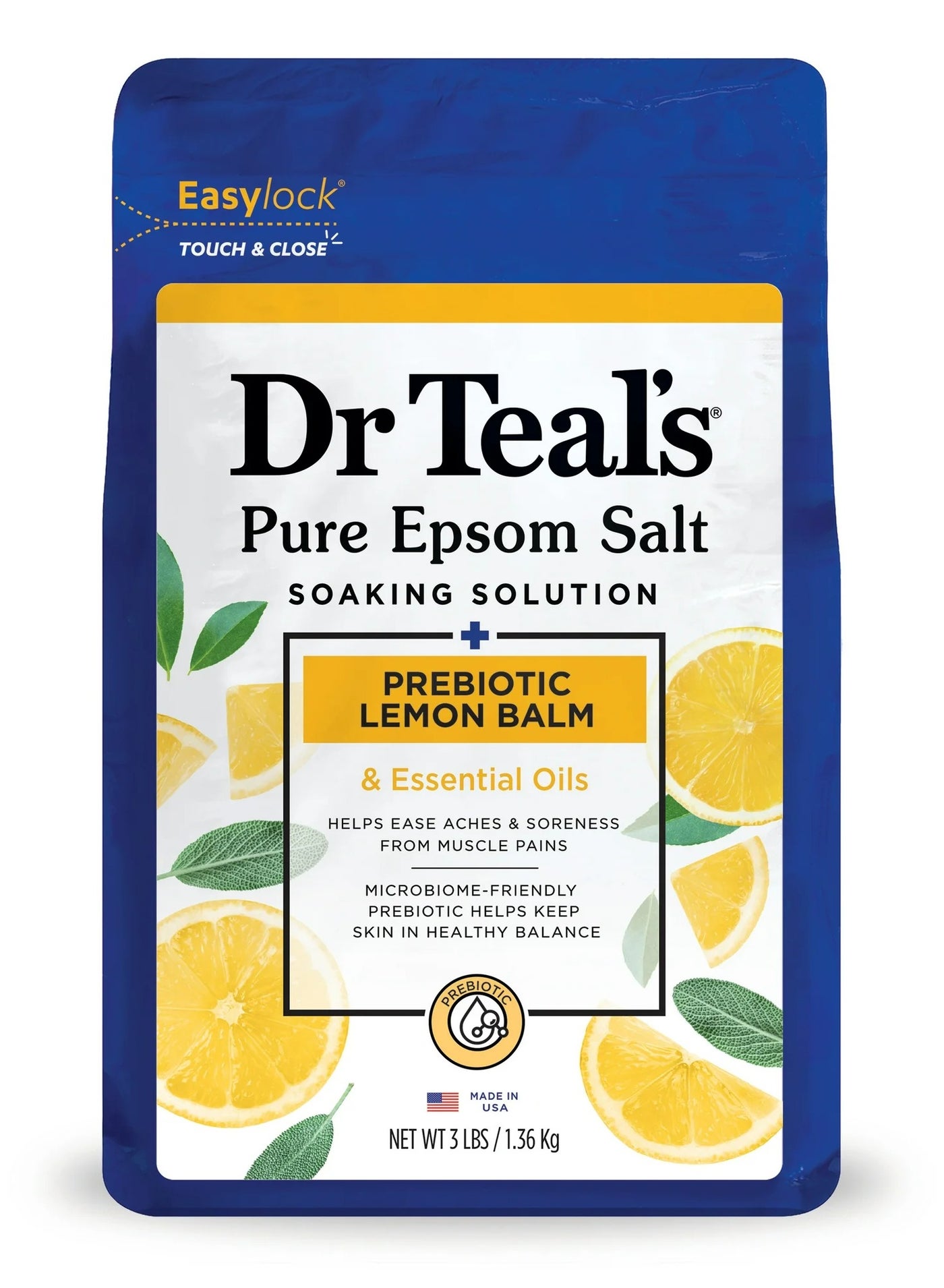 Dr Teal's Epsom Salt Soaking Solution Prebiotic Lemon Balm 1.36Kg