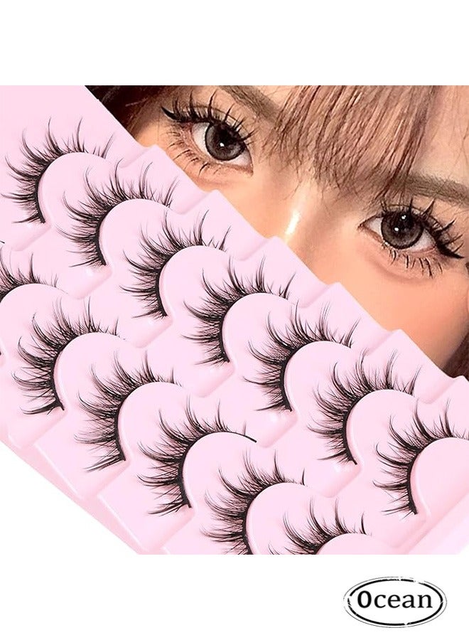 Manga Lashes 7 Pairs Natural Look Fluffy False Eyelashes That Look Like Individual Cluster Lashes Soft Wispy Manhua Eyelashes