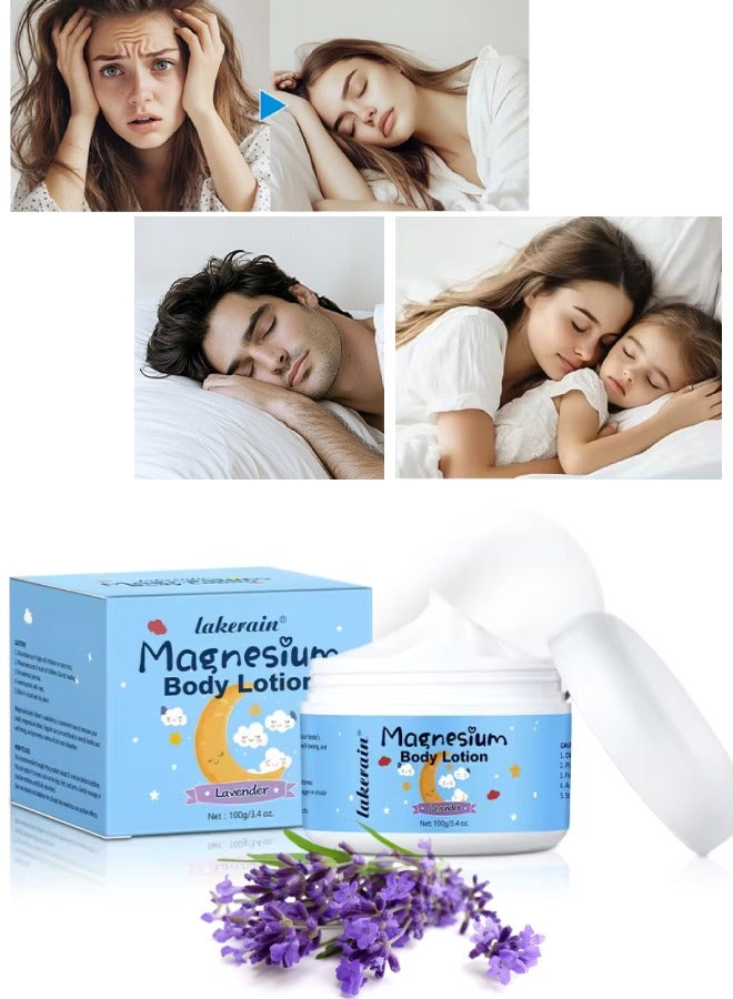 Magnesium Body Lotion 100g Bedtime and Night Calming Soothing Body Care Magnesium Cream Lavender Calming Magnesium Oil Lotion for Bone an Muscle Relaxation Magnesium kids sleep lotion Sleep cream