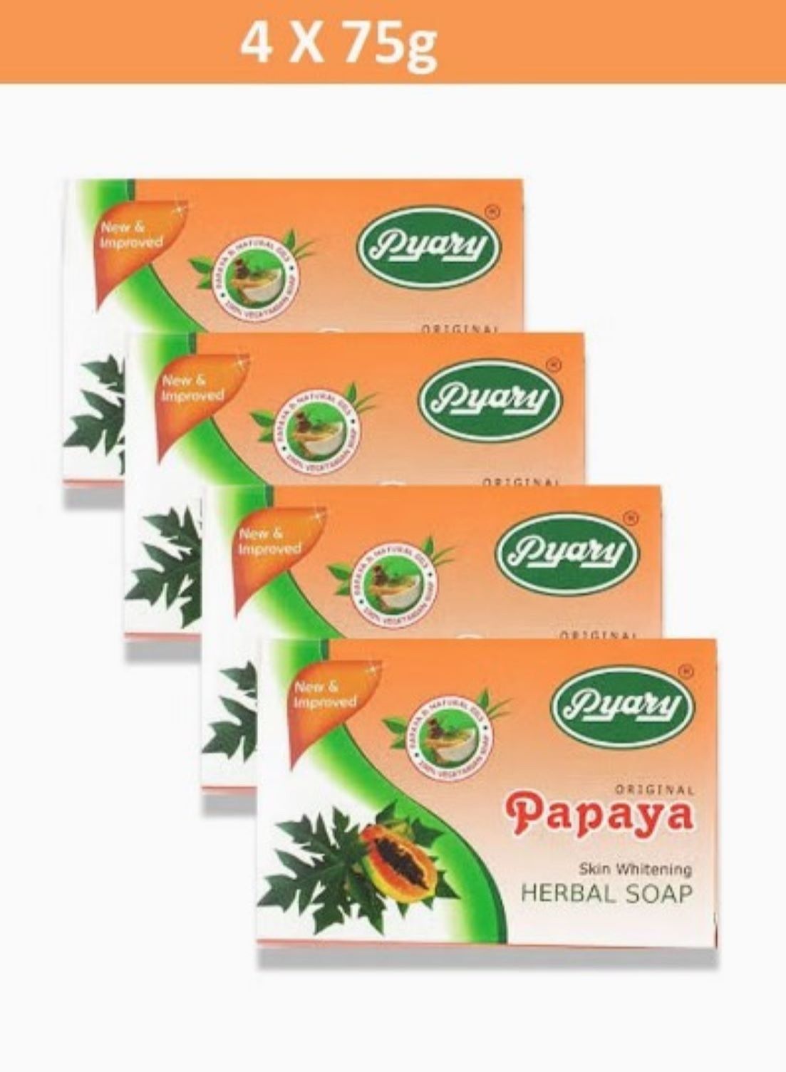 PYARY Papaya Original Herbal Soap Handmade 4 X 75g (Pack Of 4)