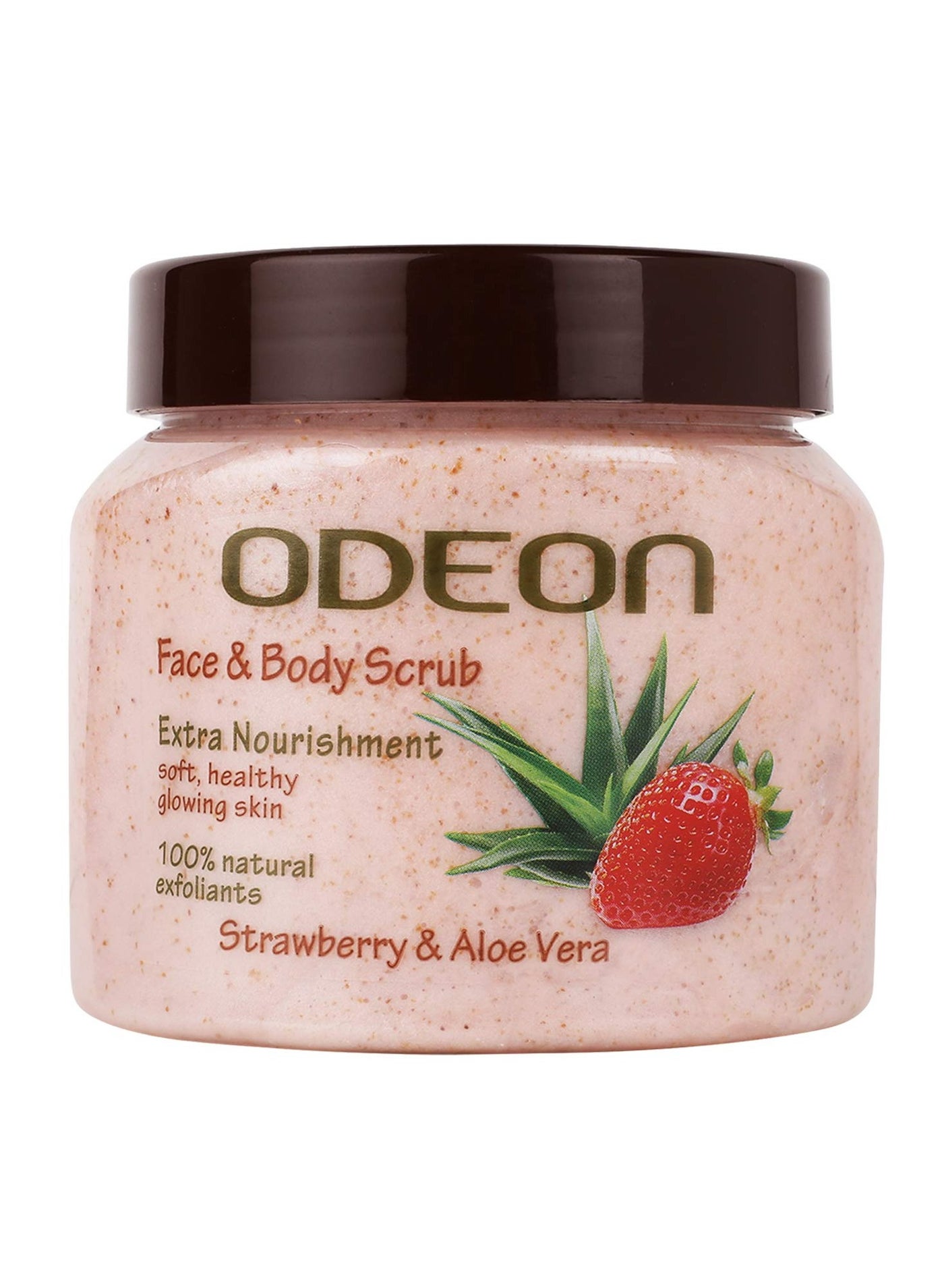 ODEON Strawberry and Aloe Vera Scrub (300ml) Scrub for a Smoother Complexion Tan Removal Bathing Scrub with Goodness of Real Strawberries and Aloe Vera's Calming Properties