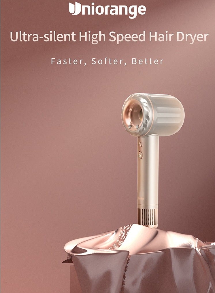 High Speed, Ultra Silent Hair Dryer, 1800W And 110,000 RPM - Gold Color OHD-1