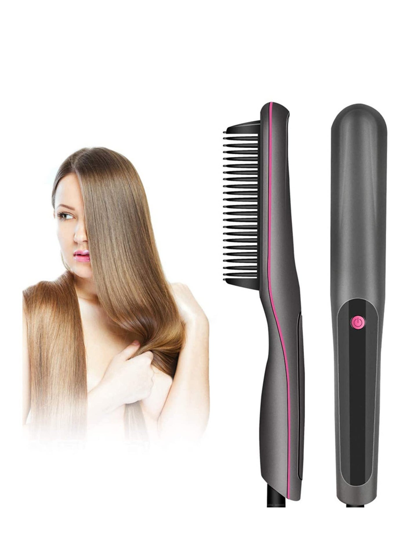 Hair Straightening Brush, Electric Hot Comb with 3 Temp Settings, PTC Ceramic Hair Straighteners for Women Hair Styling Tool, UK PlugC