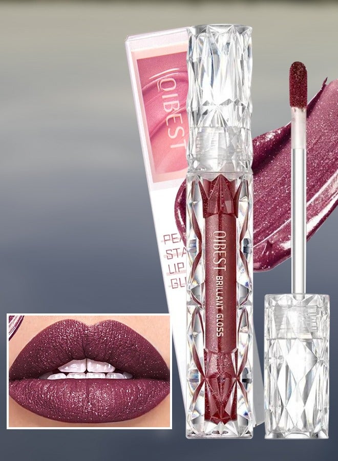 Pearly Stay Lip Gloss Diamond Matte Lip Oil Gloss Glitter Metallic Liquid Lipstick Glitter Shimmer Lip Glaze Shimmery Finish High Pigment Long Lasting Lip Gloss Tint Makeup No.09