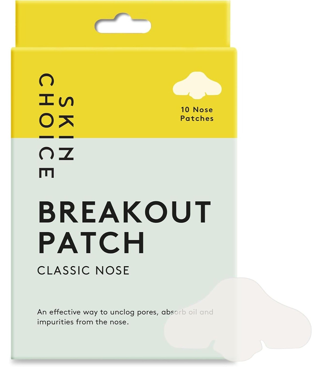 SkinChoice Breakout Patch Classic Nose - Hydrocolloid Pimple Patches - Vegan, Fragrance-free, Gluten-free, Latex-free, Parabens-free, Sulfates-free, Cruelty-free for Face and Body - Pack of 10
