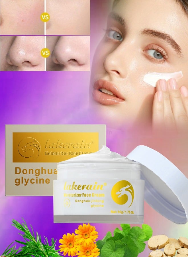 50G Face Moisturizing Cream Long Lasting Moisturizer Cream Deep Hydrating and Lightweight Easily Absorbed into Skin Light Texture Radiant Glow Glycine Facial Moisturizer Cream
