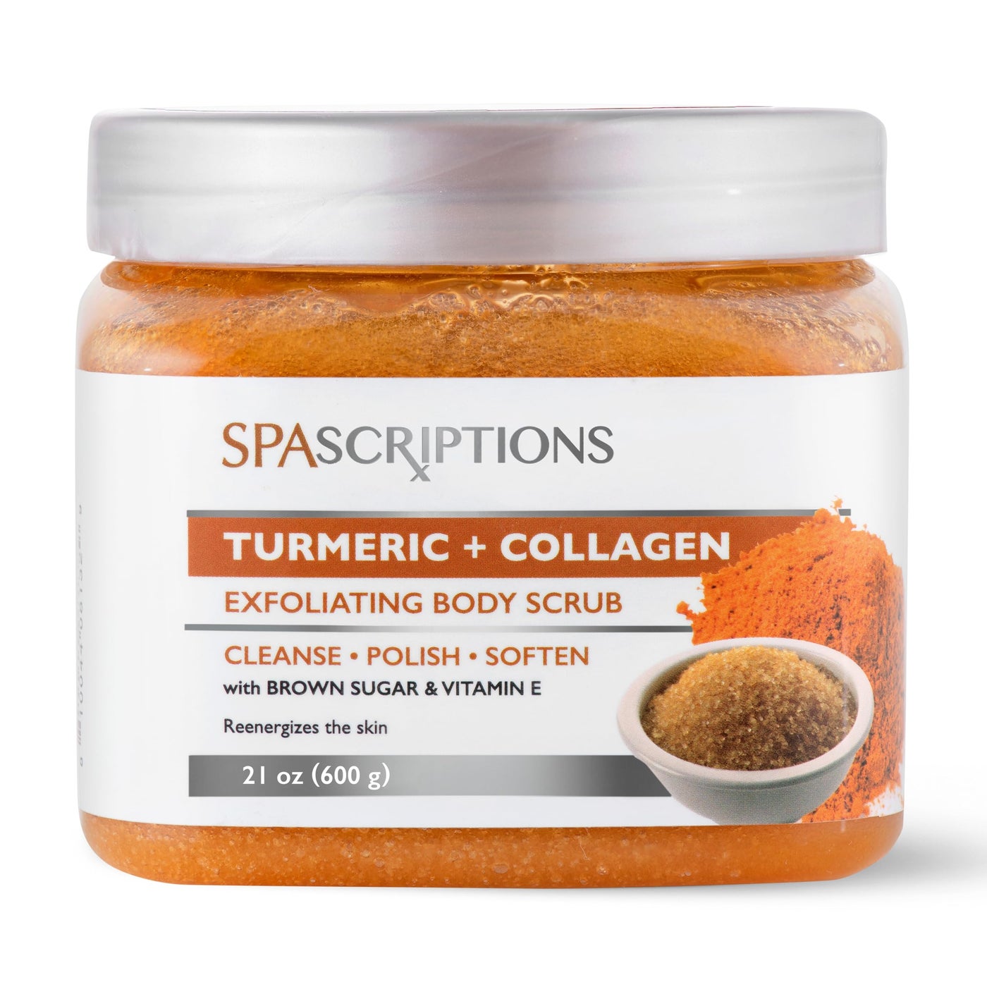 Turmeric & Collagen Body Scrub with Brown Sugar & Vitamin E â€“ Exfoliating Scrub for Glowing Skin â€“ Deep Cleansing, Polishing & Softening Formula â€“ Natural Skincare for Body & Face (21 oz, Turmeric)