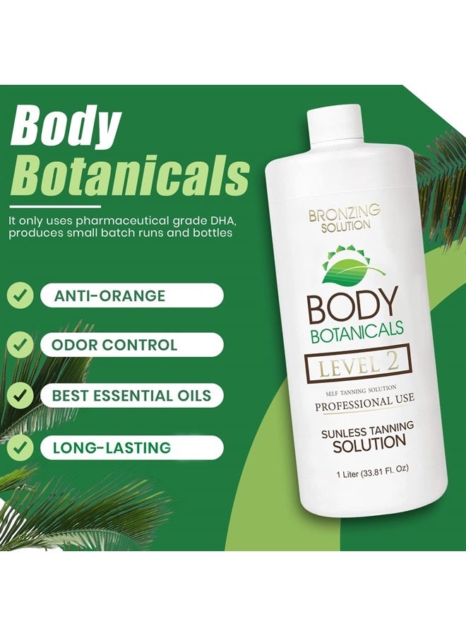 , Professional Sunless Tanning Spray Tan Solution, Organic Essential Oils, Airbrush Formula, 33.8 Fl Oz. (Level 2 (10% DHA))