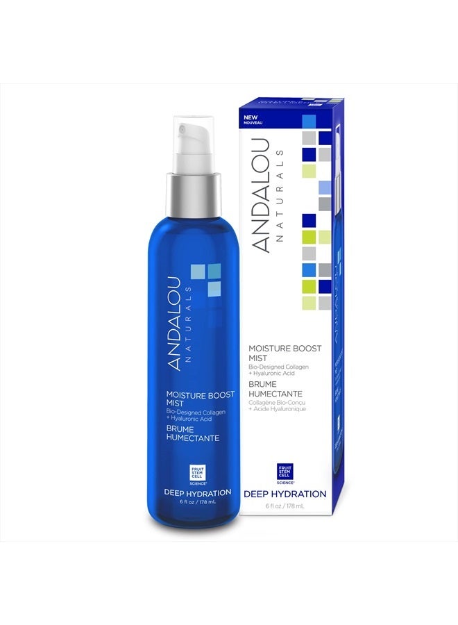 Face Mist, Moisture Boost Facial Spray with Hyaluronic Acid & Collagen, Hydrating & Moisturizing Skin Care for Dry and Dehydrated Skin, 6 fl oz