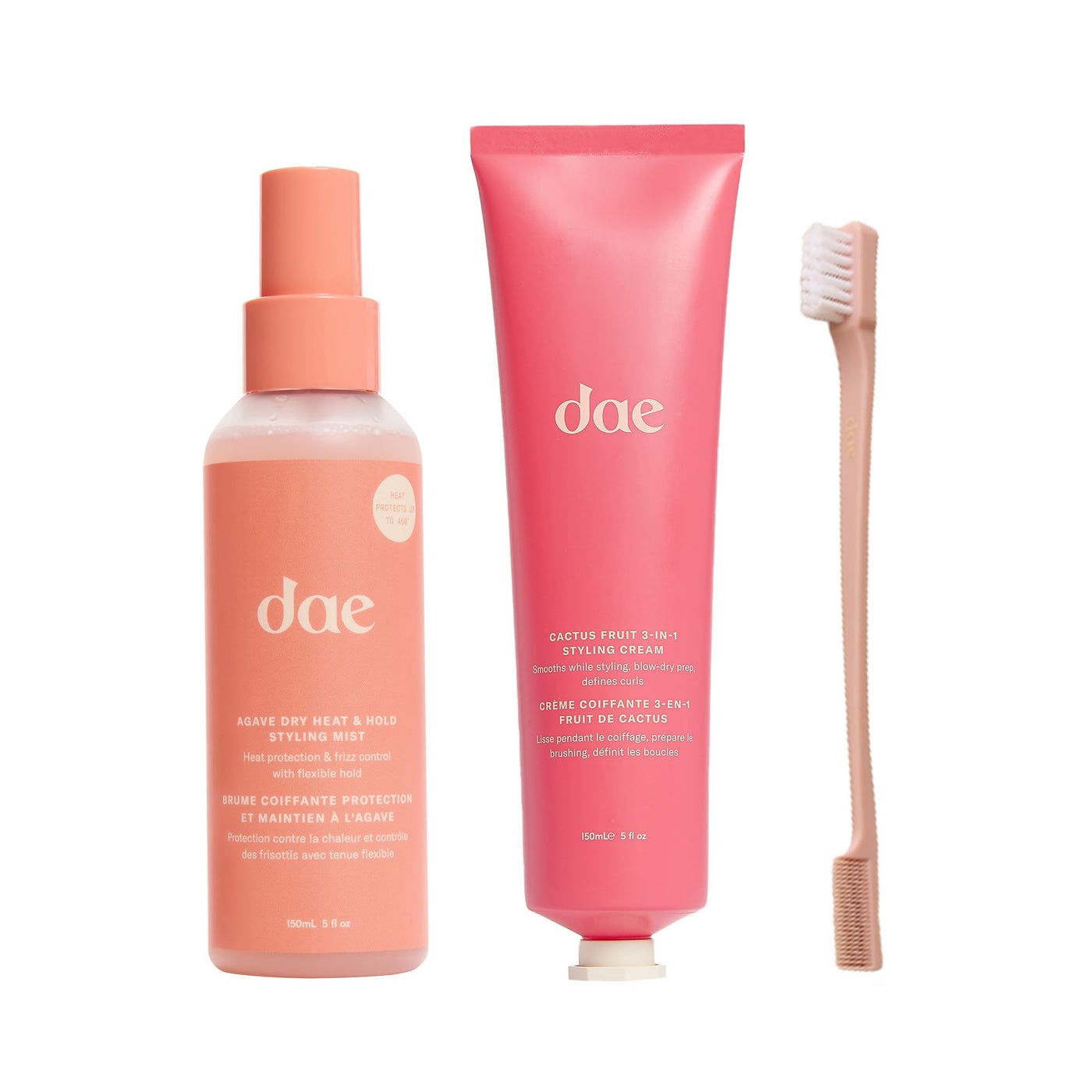 DAE Cactus Fruit 3-1 Styling Cream, Dry Heat Mist & Vegan Brush