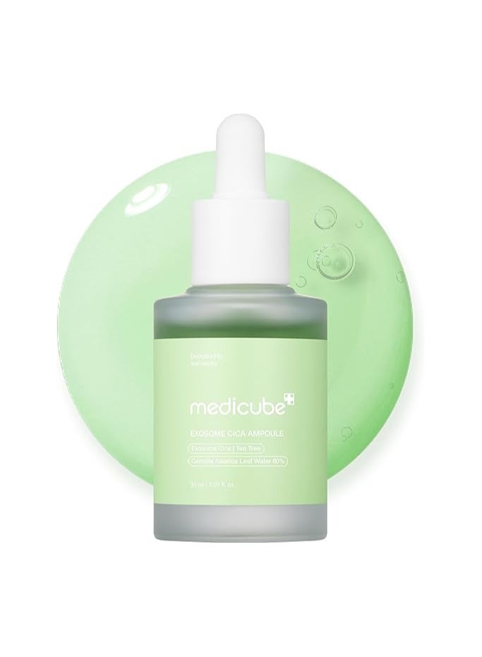 medicube Exosome Cica Tea Tree Ampoule for Sensitive Skin with Centella Asiatica help reduce redness and breakouts. Low-irritating, Moisturizing & Soothing Serum | Korean Skincare | 30ml