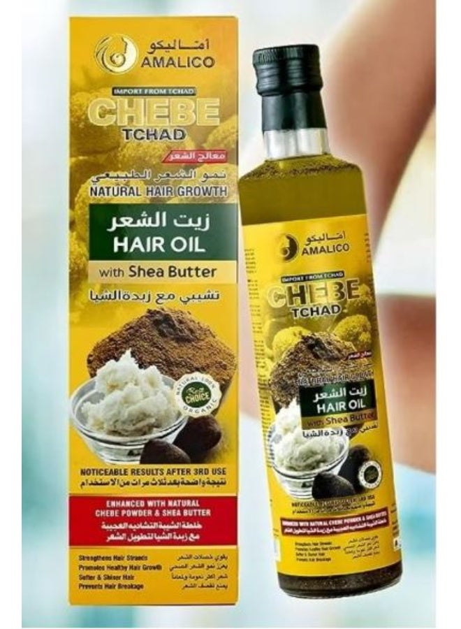 Chebe Oil for Hair Growth with SHEA BUTTER - Ready-to-Use Authentic African Chebe Powder for Hair Growth, Shea Butter, Palm Oil, Almond Oil, Olive Oil, Ostrich Oil 250 ML