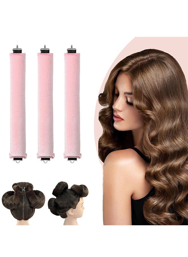 Heatless Hair Curler with Flexible Rods and Hook, Heatless Curling for All Hair Types, Comfortable Heatless Curlers for Sleeping, Curls Overnight, Pink