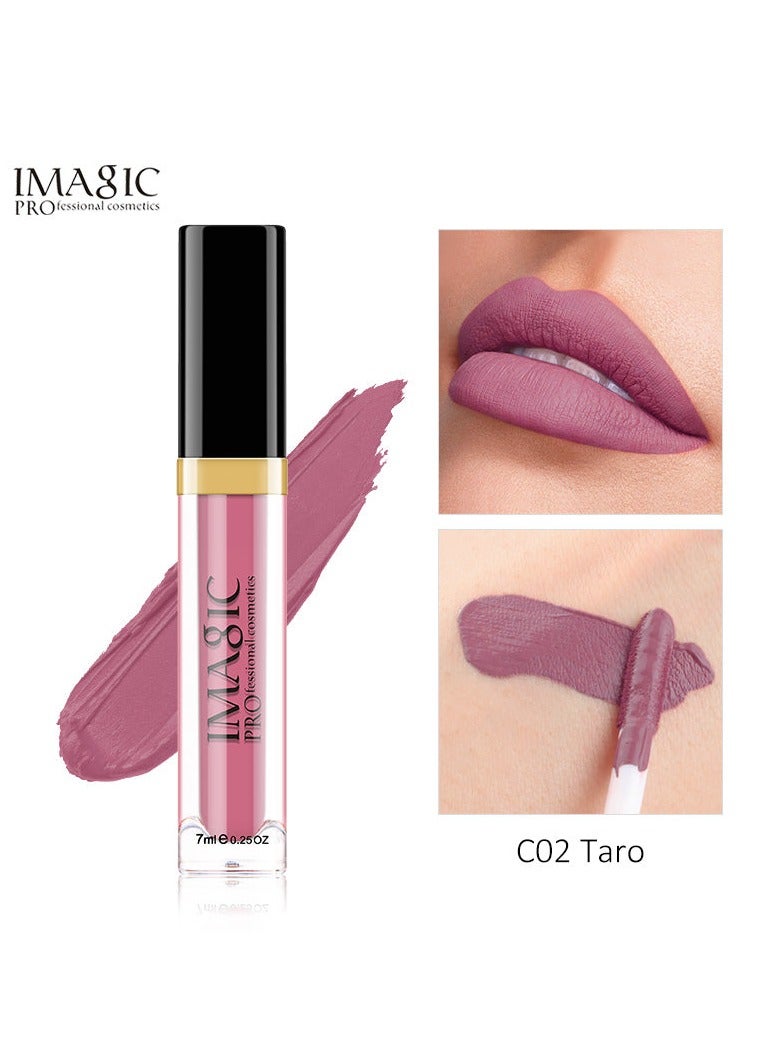 IMAGIC Velvet Lipgloss | 12 Vibrant Colors | Long-Lasting, Highly Pigmented Formula | Soft Applicator for Easy Application (C02 TARO, 7ML)
