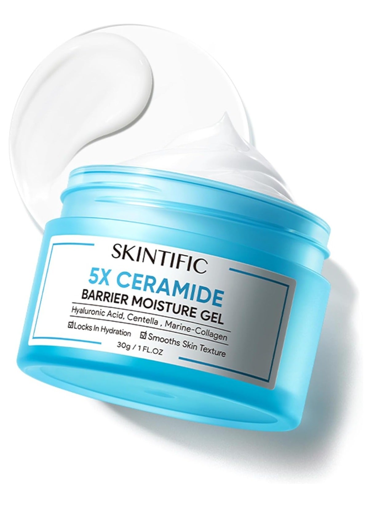 SKINTIFIC Moisturizing Gel, Face Moisturizer for All Skin ,Facial Gel with Hyaluronic Acid and 5X Ceramides, Fragrance Free Non-Comedogenic