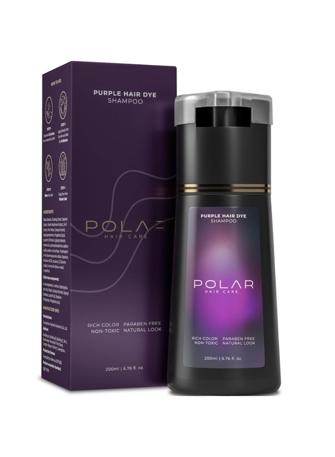 Polar Haircare - Hair Dye Shampoo for Gray Hair for Women & Men (Purple) Natural Hair Dye Kit - Semi Permanent Hair Dye Shampoo - Vegan Hair Dye (Polar Hair Care USA) 6.76 Fl Oz