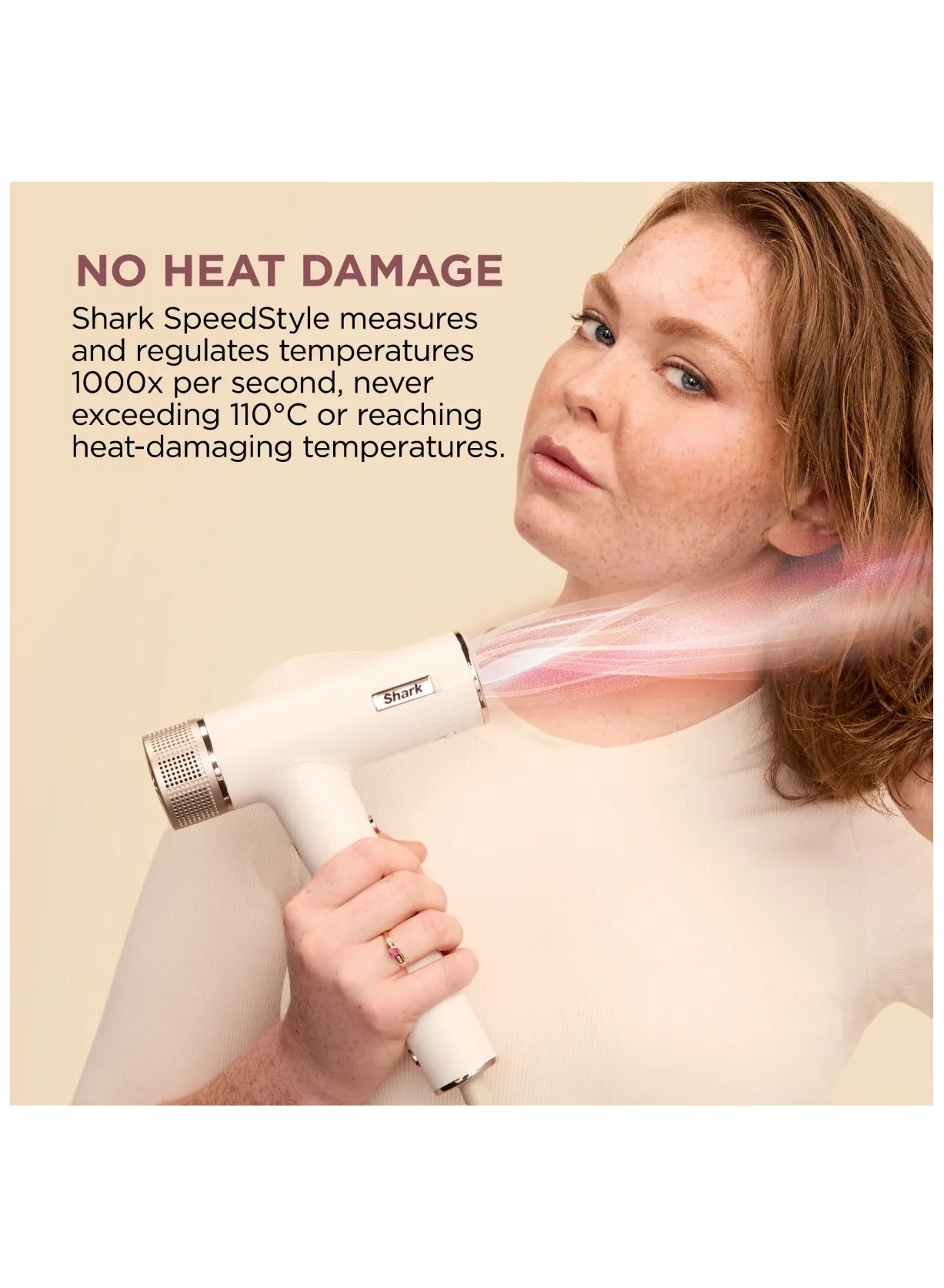 Shark SpeedStyle Rapid Gloss Finisher and High Performance Dryer with Storage Bag, 5 Styling Attachments, for All Hair Types, No Flying Hair or Heat Damage, White, HD352ME - image 9