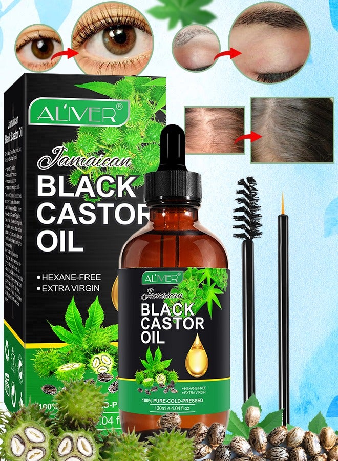 120ml Organic Castor Oil Pure Natural Massage Oil Cold Pressed Jamaican Black Castor Oil for Detox Compress Wrap Skin Conditioning Oil Hair Eyelash Oil Nourish Scalp Dry Skin Moisturizer Carrier Oil