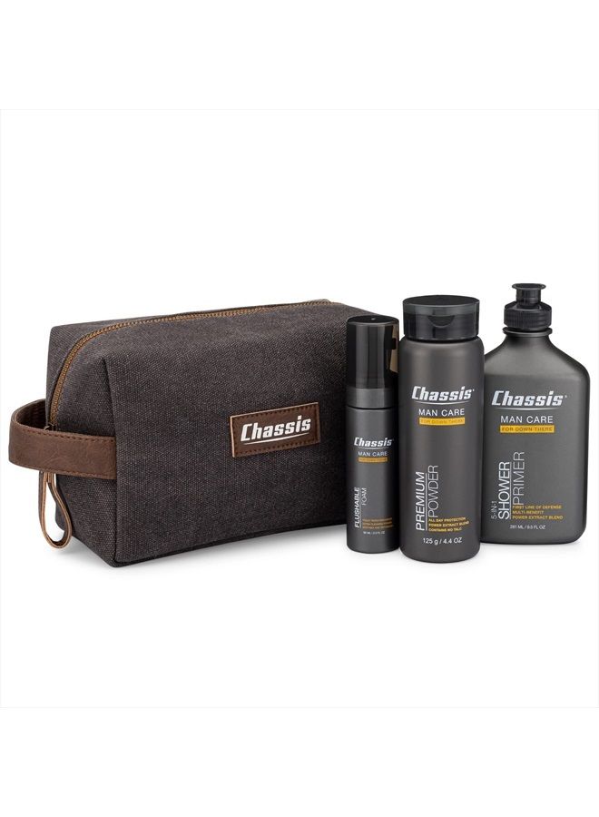 Gift Set with Flushable Foam, Premium Body Powder, and Shower Primer
