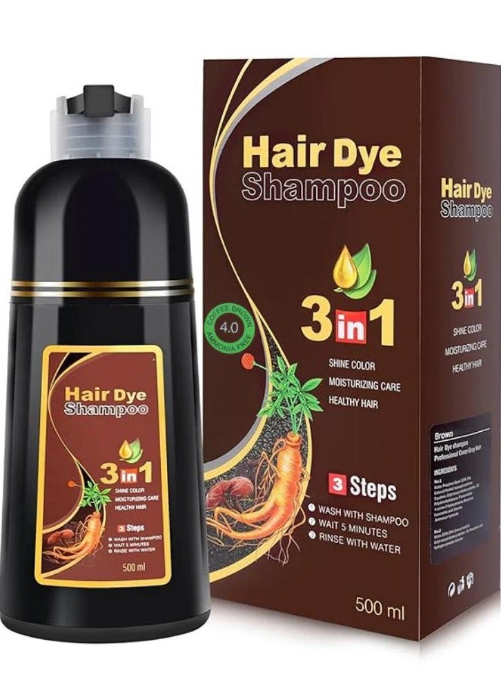 Hair Dye Shampoo Ginseng 3 in 1 ( 4.0 Coffee Brown ) 500 ML