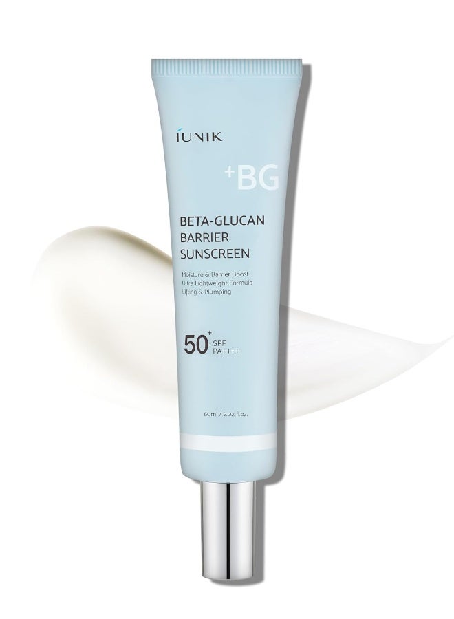 IUNIK Beta-Glucan Barrier Hydrating Sunscreen SPF 50+ PA++++ Soothing Vegan Korean Skincare 60ml