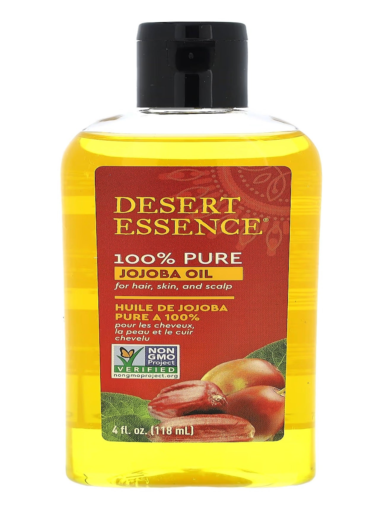 Desert Essence, 100% Pure Jojoba Oil, for Hair, Skin & Scalp, 4 fl oz (118 ml)
