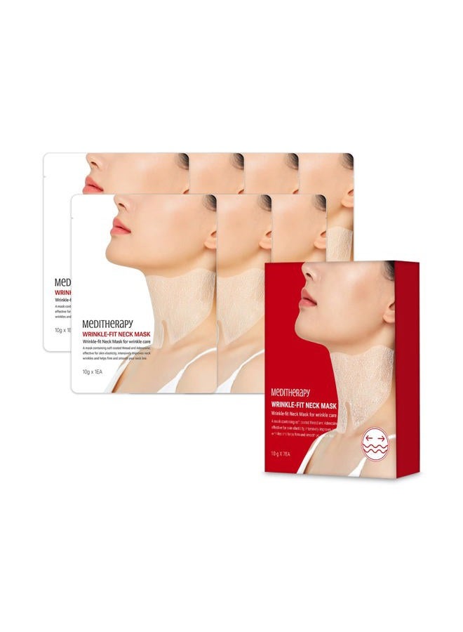 Wrinkle fit Korean Mesh Sheet Masks for Neck (7EA), Collagen Mesh Sheet Mask for Neck Care, Hyaluronic acid Neck Mask, Korean Skincare