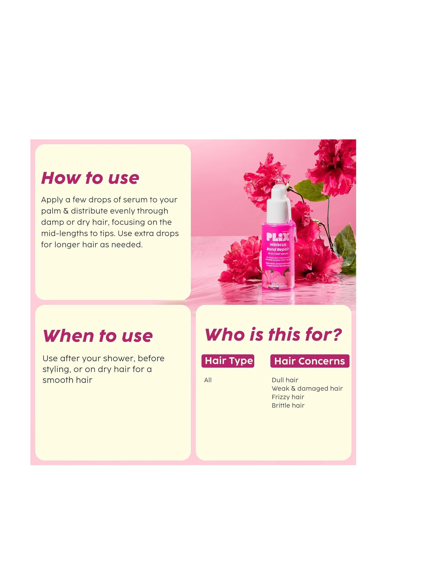 Hibiscus Bond Repair 10-in-1 Hair Serum FiberHance™ Repairs Damage Hair Strengthens Keratin Structure Provides 3X strengthening 50ml - image 4