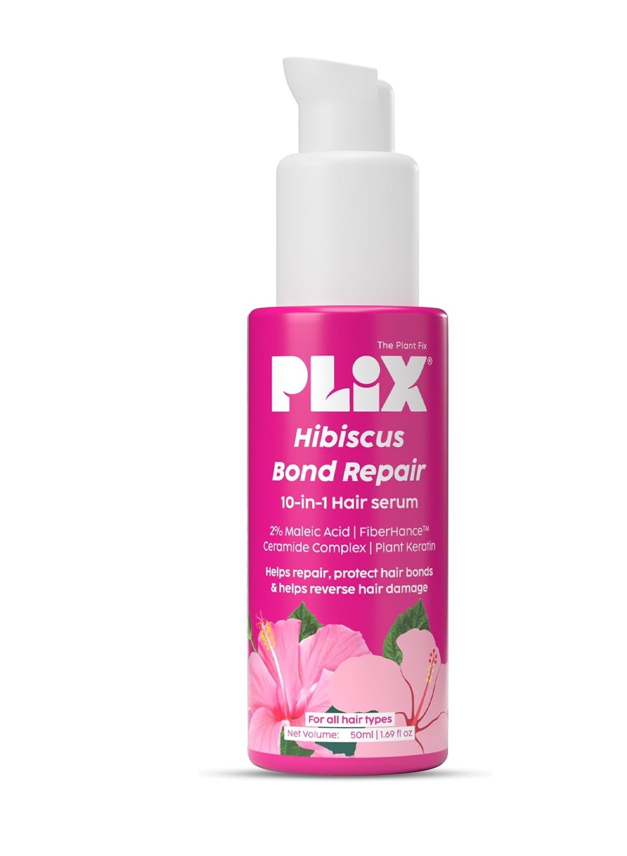 Hibiscus Bond Repair 10-in-1 Hair Serum FiberHance™ Repairs Damage Hair Strengthens Keratin Structure Provides 3X strengthening 50ml