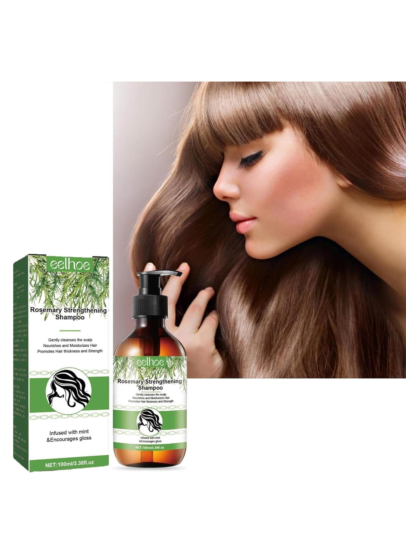 Rosemary Mint Strengthening Shampoo, Rosemary Shampoo for Hair Growth, Vegan Shampoo Against Hair Loss with Biotin, Organic Shampoo for Women and Men