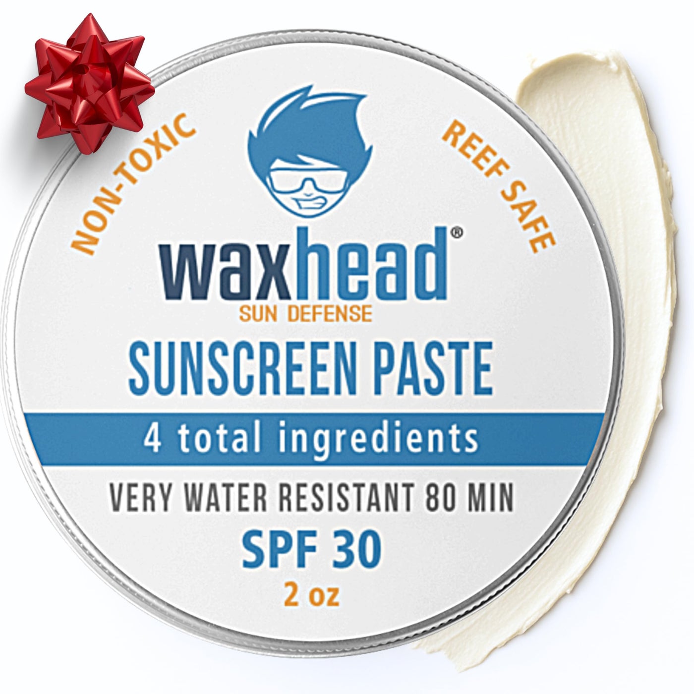 Waxhead Zinc Oxide Sunscreen Face & Nose - Sensitive Skin Safe SPF 30, Reef Safe Physical Visible Protection for Acne Prone Skin, Waterproof Natural Mineral Sunscreen for Kids & Adults (White 2oz)