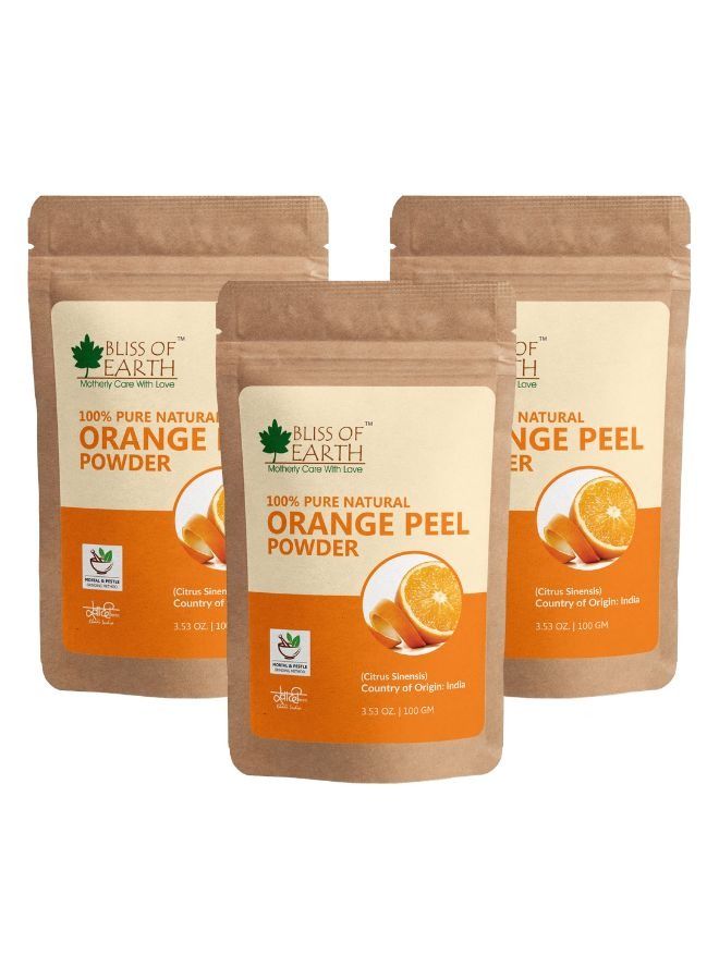100% Pure Orange Peel Powder 100GM Best For Naturally Glowing Skin Natural Sun Tan Remover & Exfoliator Hair Conditioning & Skin Care Pack of 3