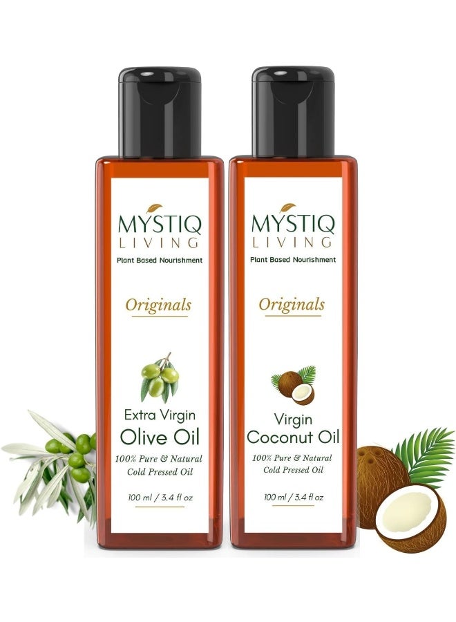 Mystiq Living Originals Combo - Extra Virgin Olive Oil & Virgin Coconut Oil