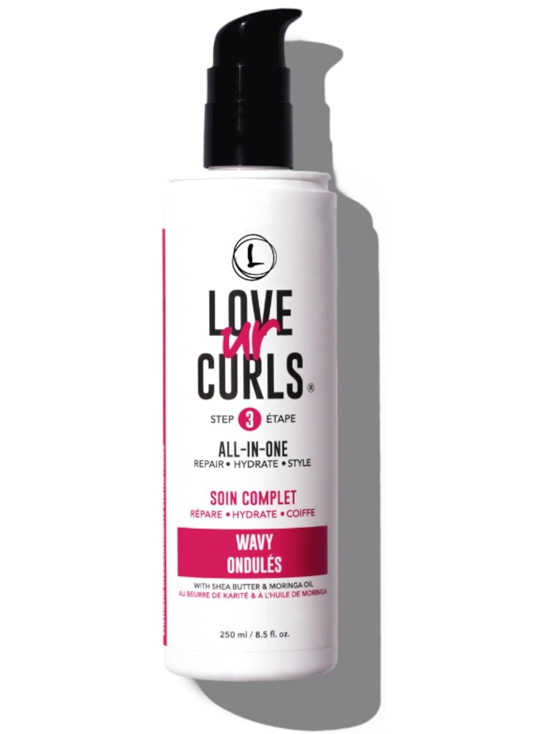 Love Ur Curls LUS Brands All-in-One Styler for Natural Wavy Textured Hair 8.5 oz - Repair, Hydrate, Style in One Easy Step - No Crunch Non-Sticky Hair Care with Shea Butter and Moringa