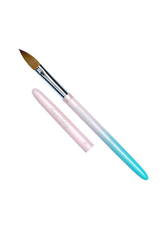Acrylic Nail Brush 1pc Pure Sable Hair Professional Nail Art Painting Brush for Manicure Pedicure Kolinsky Brush for Acrylic Application Nail Extensions and 3D Nail Carving Size 12