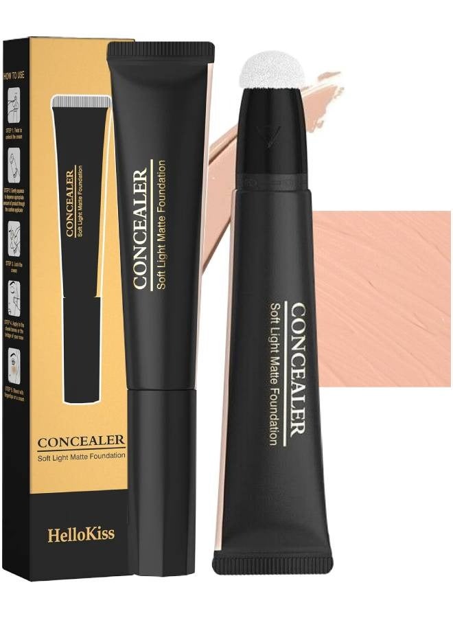 Concealer Soft Light Matte Foundation Liquid Foundation Makeup Base with Cushion Applicator Natural Lightweight Soft Silky Smooth Creamy Concealer Normal to Oily Skin Instant Age Rewind Eraser 04