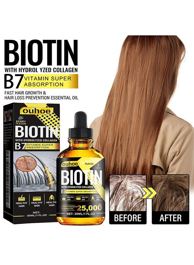 Biotin With Hydrolyzed Collagen B7 Vitamin Super Absorption,Fast Hair Growth & Hair Loss Prevention Essential Oil 30ml