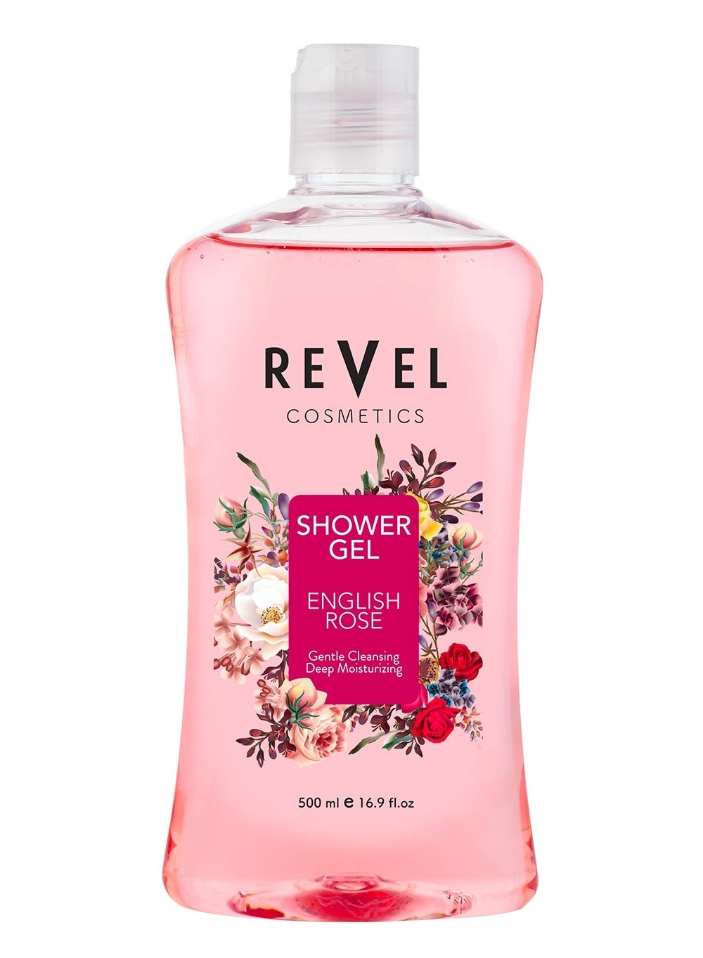 Revel English Rose Shower Gel 500ml Pink, Gentle Cleansing, Deep Moisturizing, Daily Use, Moisturising Body Wash, For Men & Women, Bath & Body, For All Skin Types