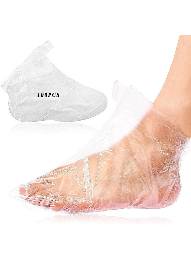 100PCS Paraffin Bath Liners Foot Clear Plastic Disposable Booties For Pedicure Hot Spa Wax Treatment Spa Pedicure Accessories Covers For Foot Spa Thera Bath Wax Harmless