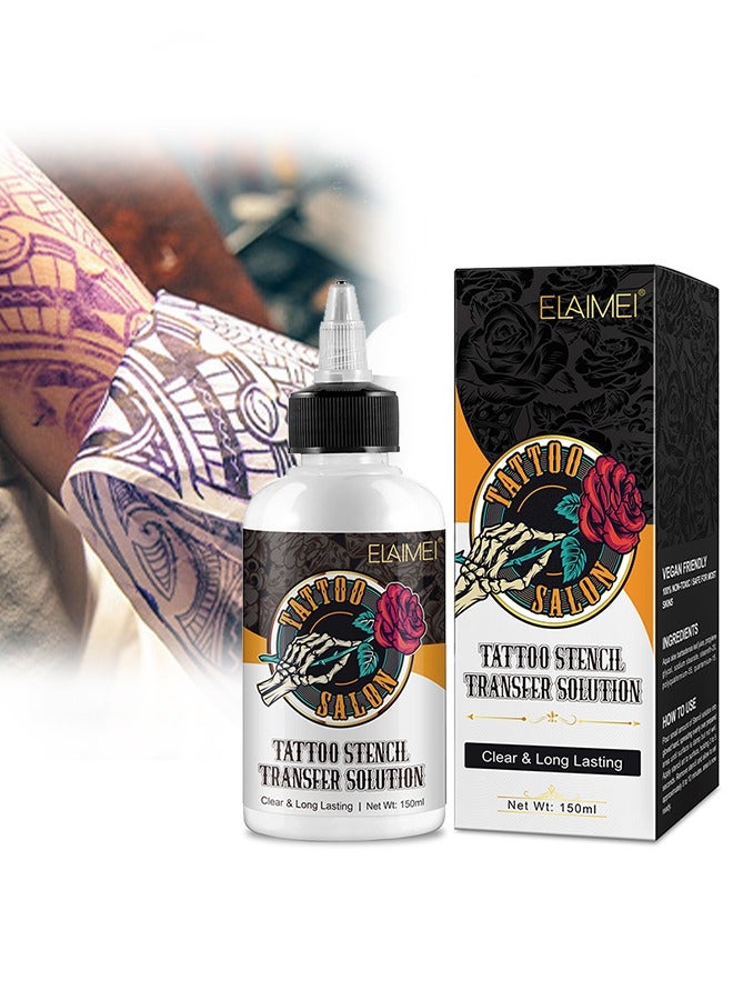 150ML Tattoo Stencil Transfer Gel Solution, Professional Tattoo Stencil Gel Fresh Stencil Primer Stuff Transfer Cream Gel For Tattooing Stickers Paper Machine Tattoo Supplies, Clear And Long-Lasting