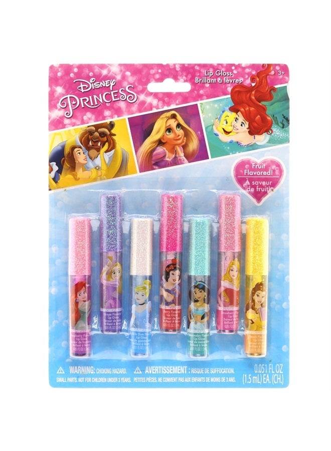 Disney Princess Super Sparkly Lip Gloss Set, 0.05 Fl Oz (Pack of 7)