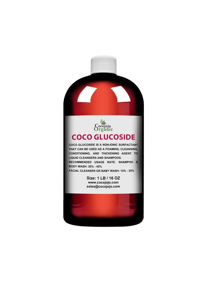Coco Glucoside Surfactant 16 oz - Natural Foaming Cleanser - Plant Derived - Biodegradable - For Formulations and DIY Skin Care - For Shower Gels, Body Soap, Shampoos, Face Cleansers