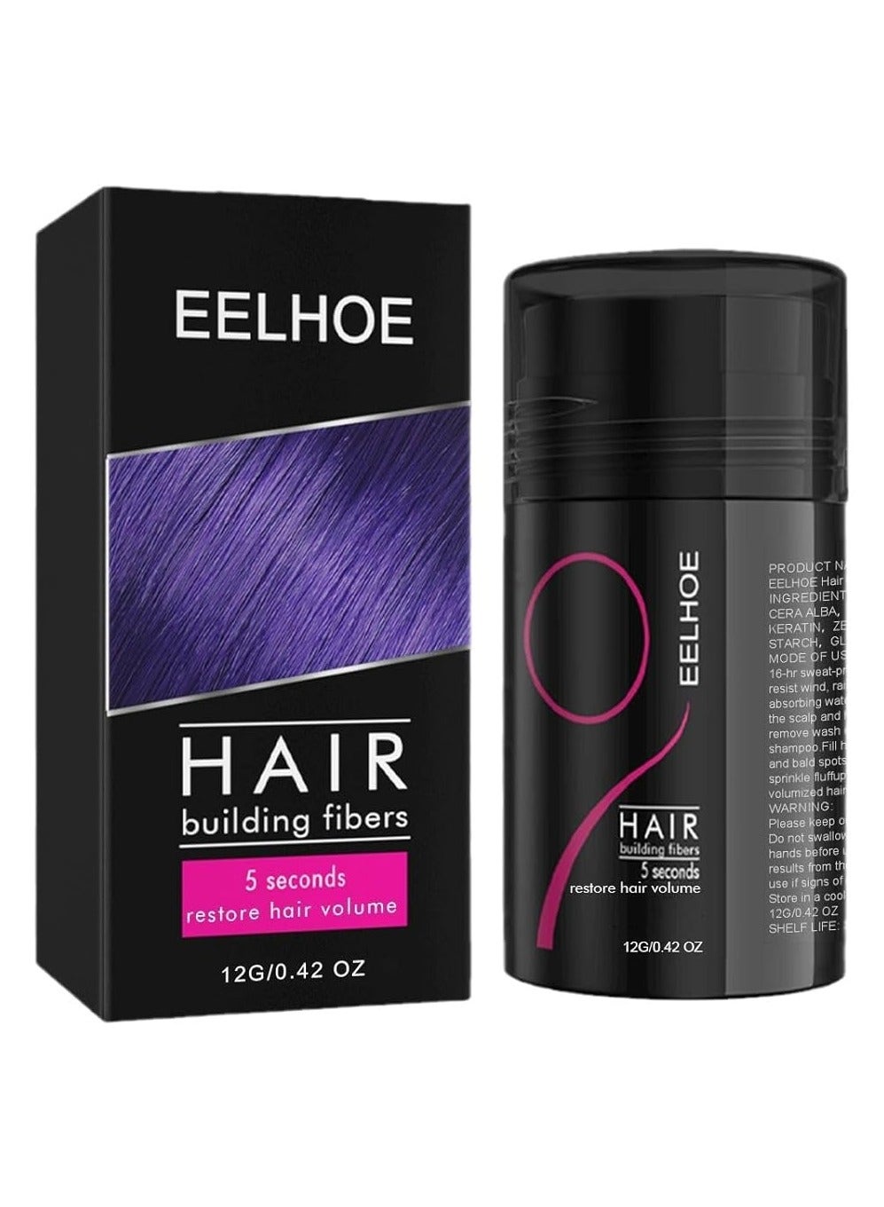 Hair Building Fibers Instant Remedy for Hair Loss Hair Fiber Powder For Thinning Hair & Bald Spots Hair Concealer Powder For Women & Men 12g (BLACK)
