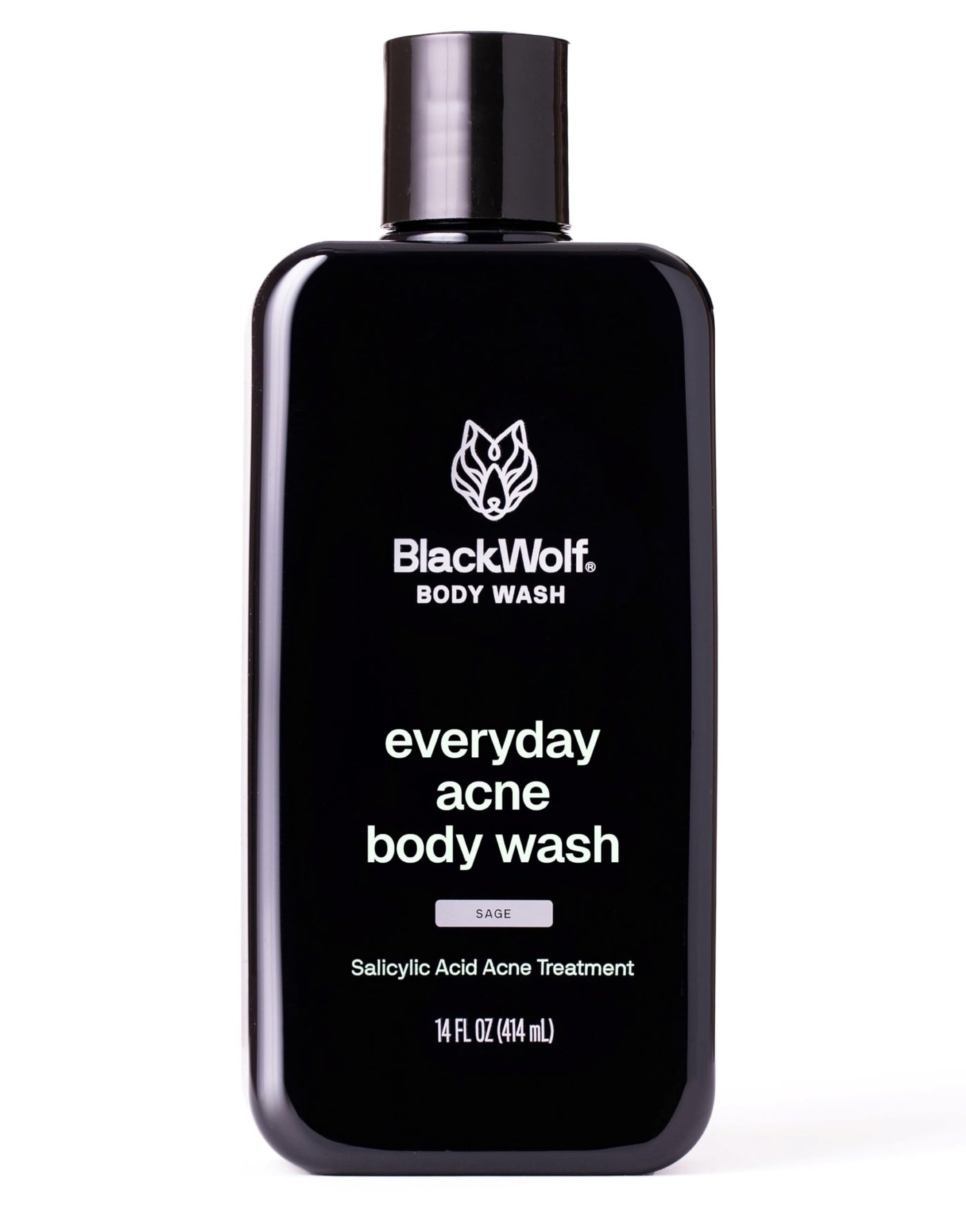 Black Wolf Salicylic Acid Body Wash for Men - 14 Fl Oz Men's Body Acne Wash - Charcoal Helps Reduce Acne Breakouts & Cleanse Your Skin - Full Coverage & Deep Clean Treatment - Men's Bodywash