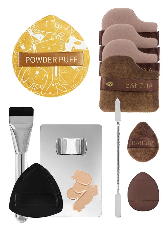 8pcs chocolate powder puff makeup sponge set makeup sponge 1 set liquid foundation brush