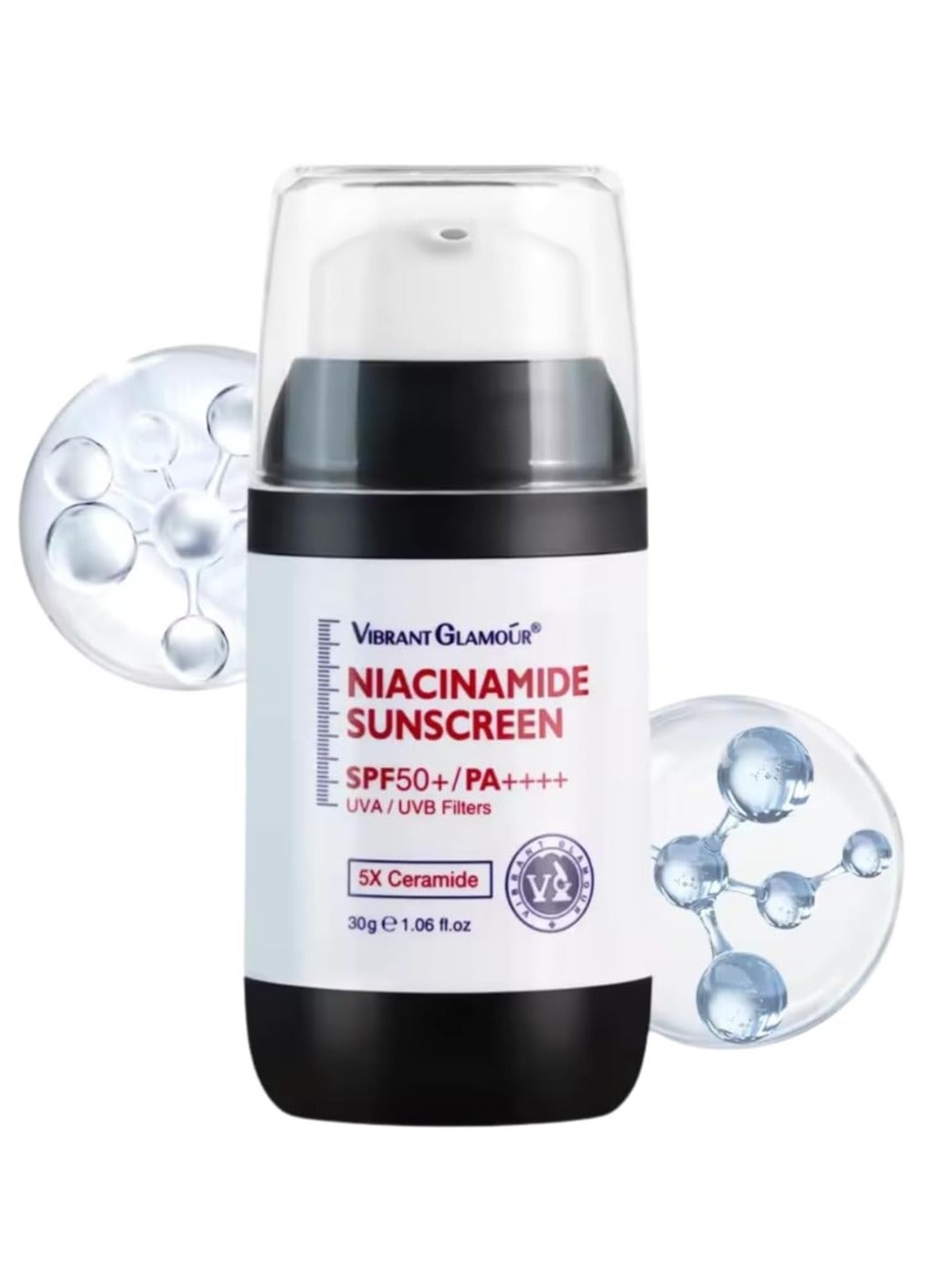 Niacinamide Sunscreen SPF 50+ PA++++ with 5X Ceramide UVA UVB Plus Filters Hyaluronic Acid Primer Sunscreen Cream for Repair Skin Barrier Refreshing & Sun protection for Women & Men 30g